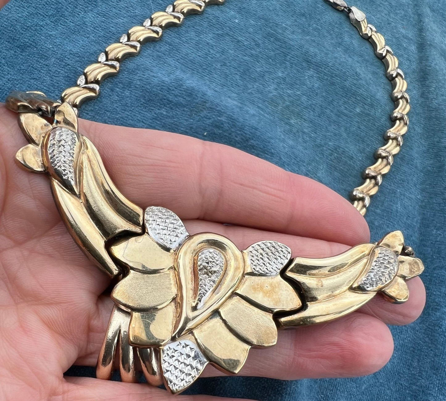10k Gold + 925 Lotus Blossom Necklace. 1/10 10k. 35g