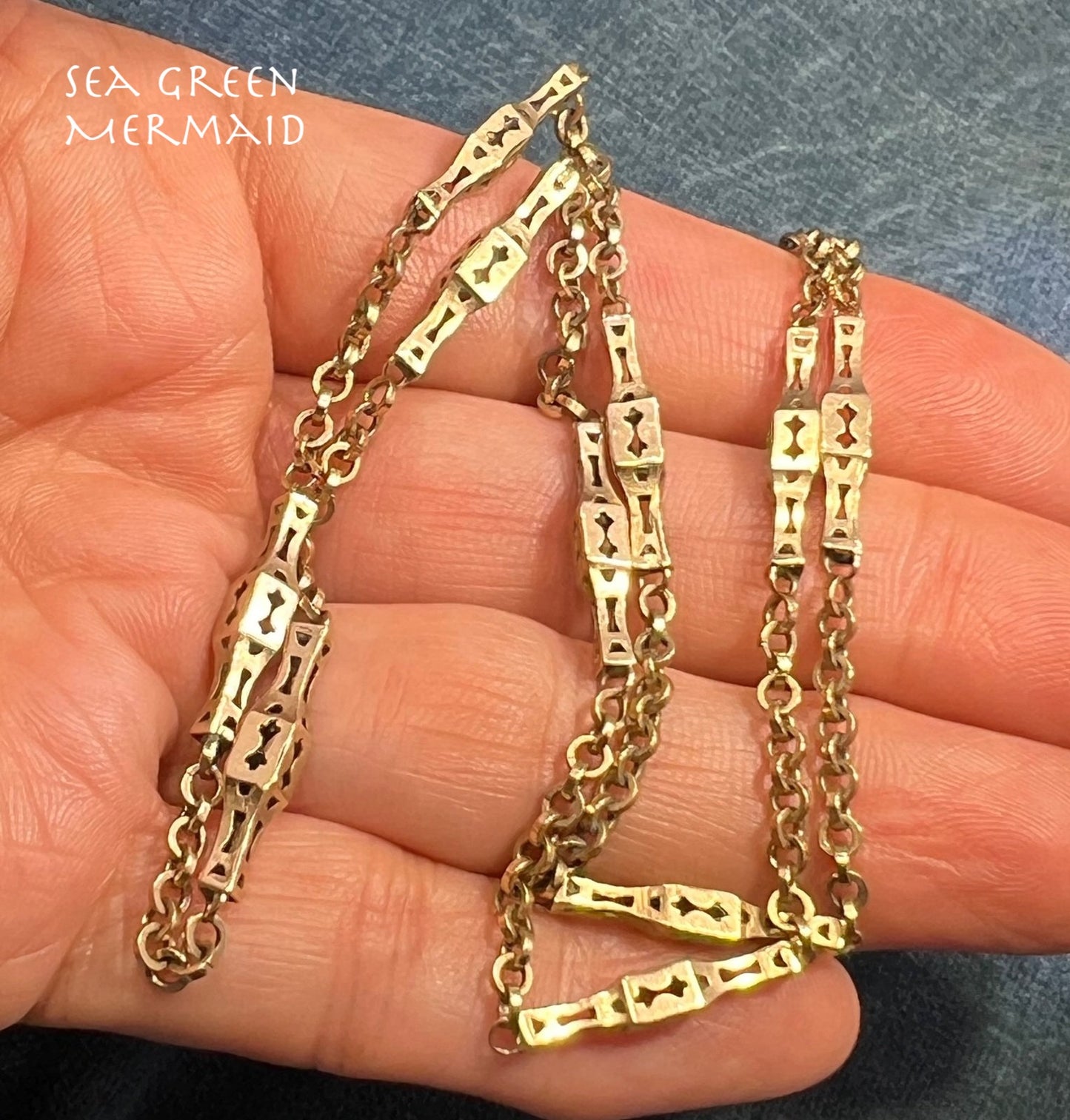 10k Gold Fancy Lantern Bead Watch Chain Necklace. 8g *Video*