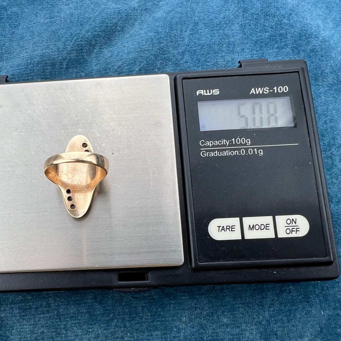 10k Gold + Rose-Cut Diamonds Victorian Navette Ring "Dolly" 5g + 1.1"