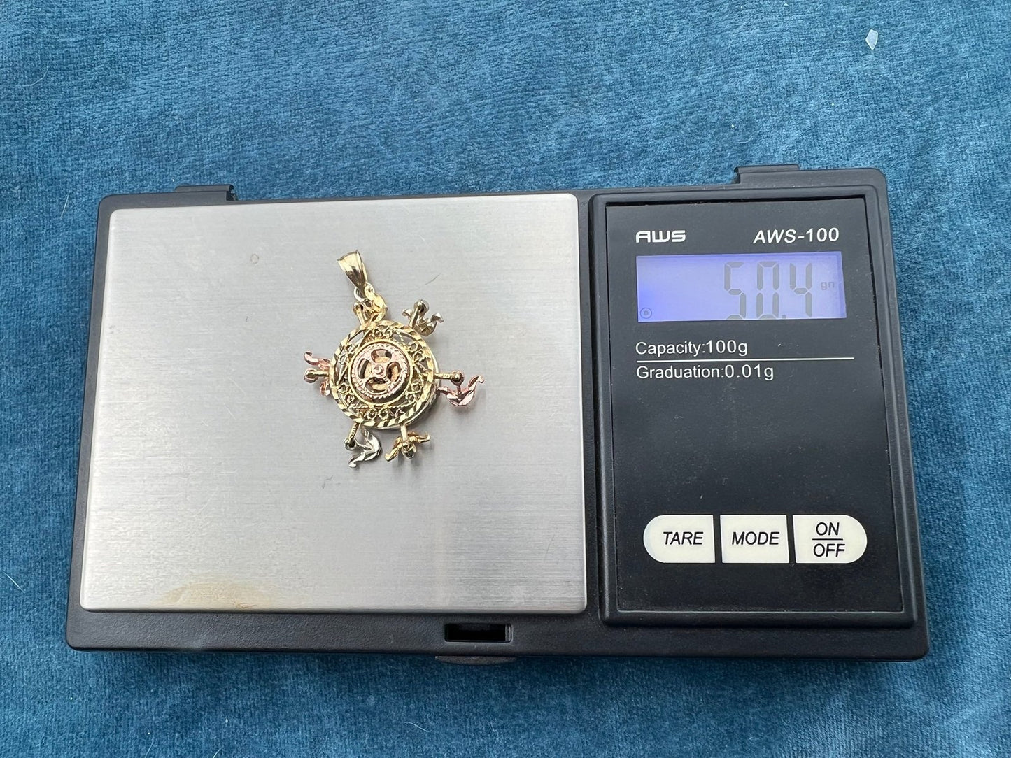 10k Tri-Color Gold Ferris Wheel Spinning Fidget Pendant. Kinetic *Video*