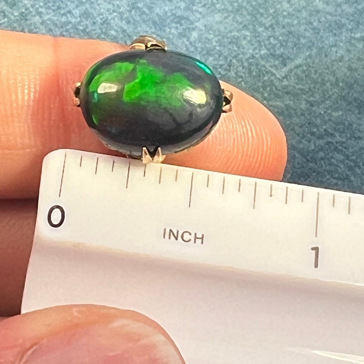 10k Yellow Gold Australian Black Opal Antique Ring *Video*