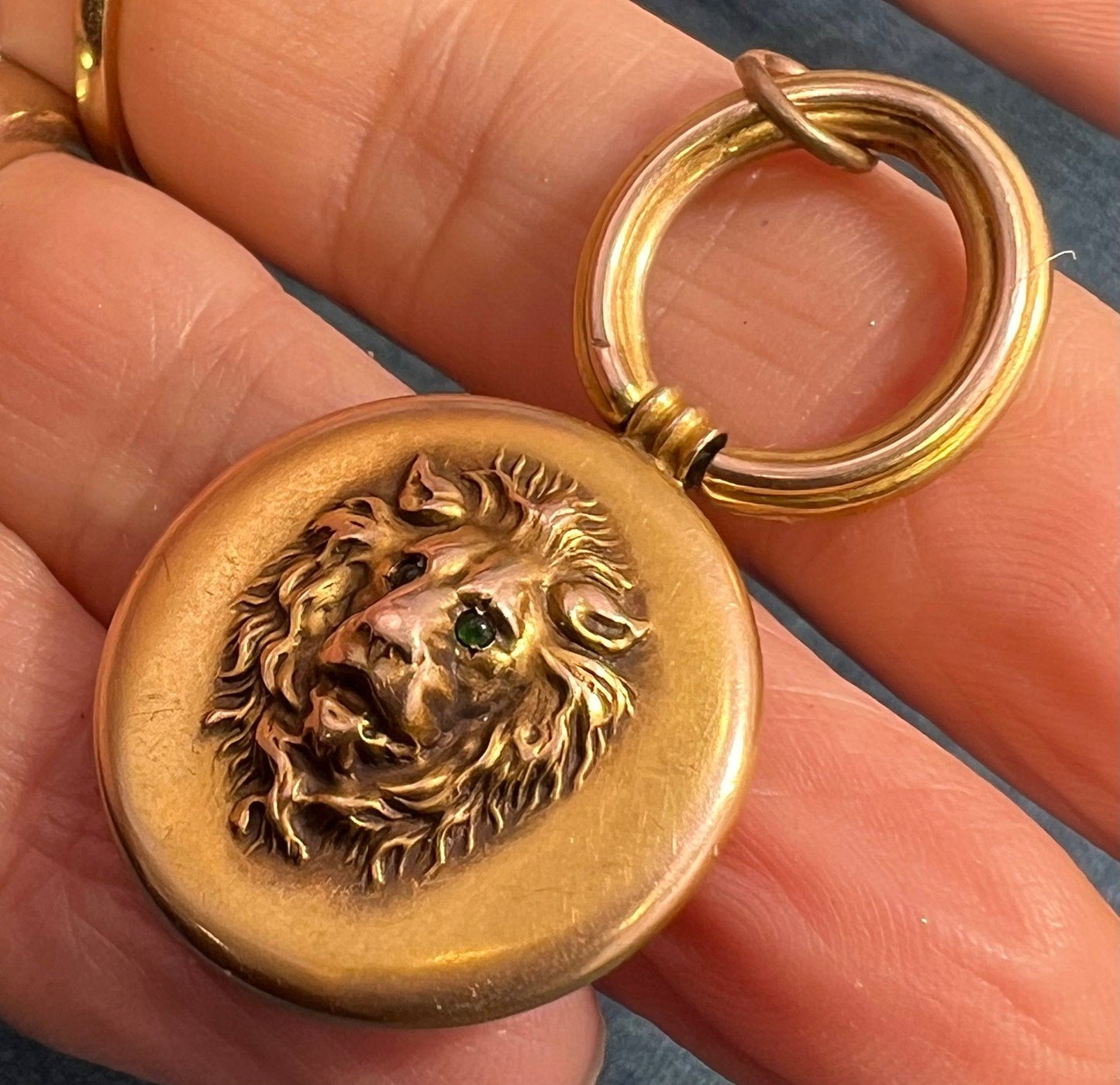 10k Yellow Gold Repousse LION Watch Fob Pendant. Victorian *Video*