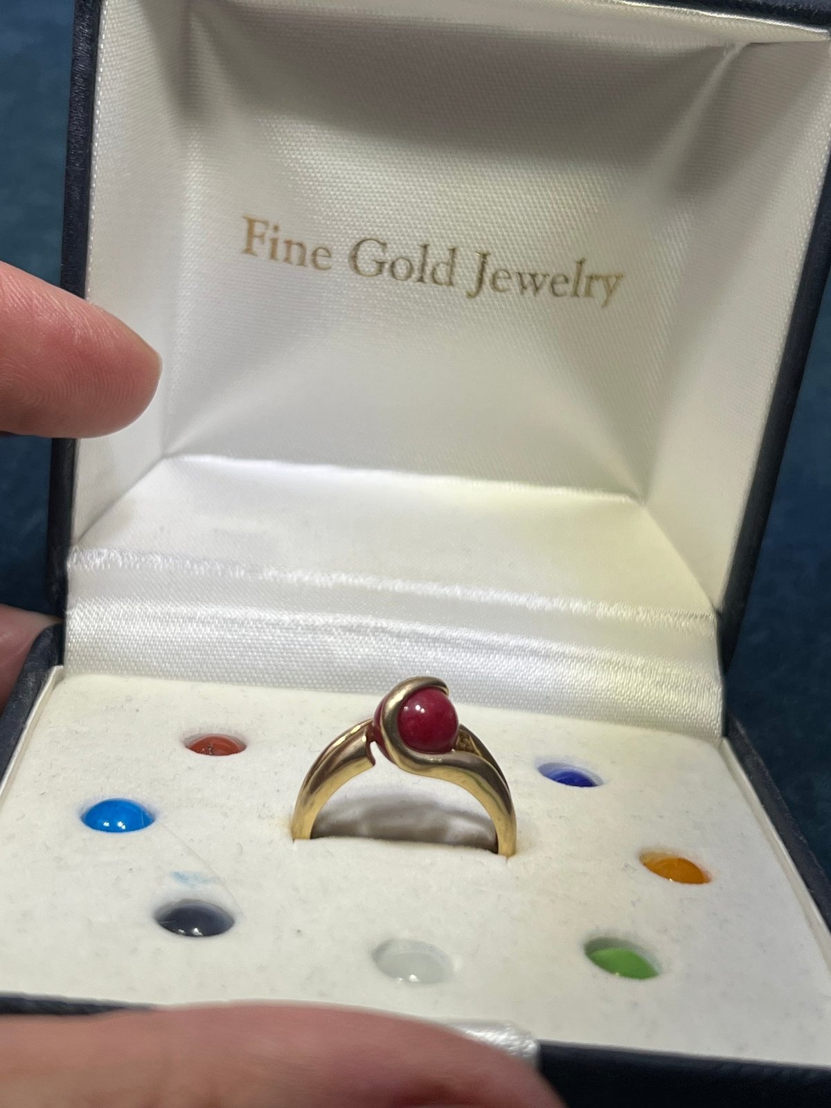 10k Yellow Gold Ring w 9 Interchangeable Lab Cat-Eye Multi-Gems