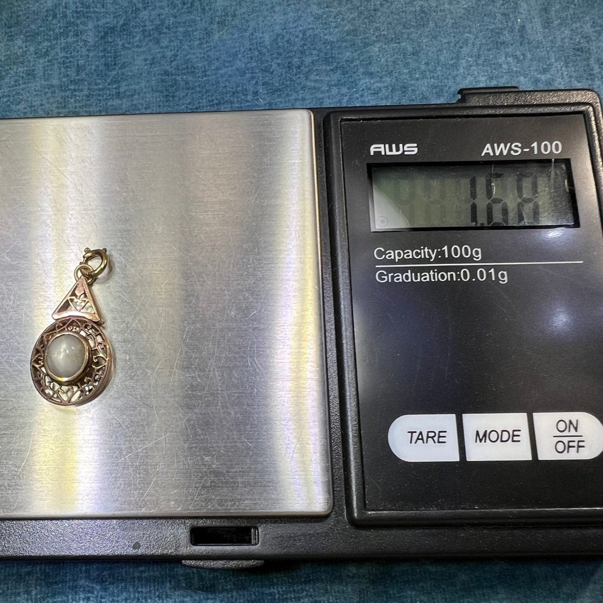 10k Yellow Rose Gold Antique Gray Star Sapphire Filigree Pendant