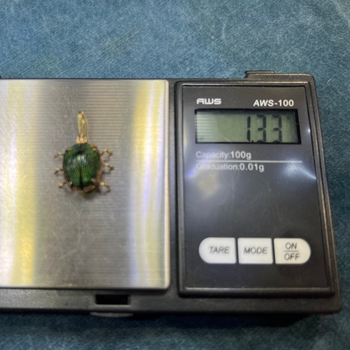 10k Yellow Rose Gold Real SCARAB 1" Pendant w Tiny Legs. Antique
