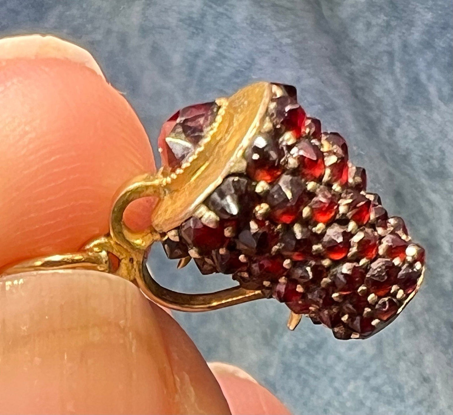 10k Yellow Rose Gold Rose-Cut Garnet Encrusted Beer Tankard Mug Stein *Video*