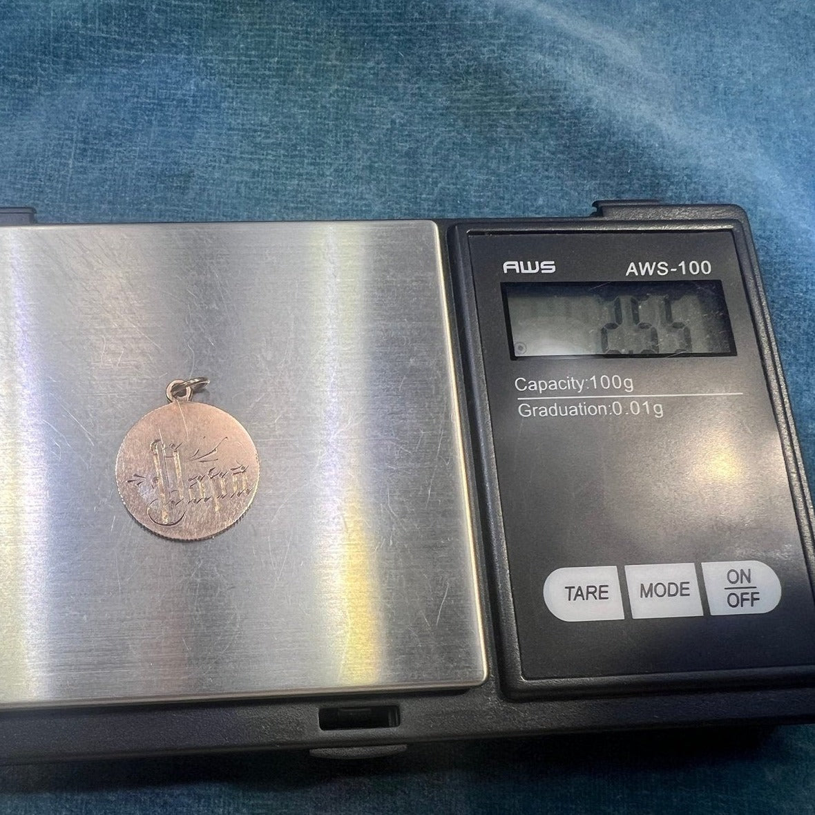 10k Yellow Rose Gold Victorian Engraved Disk Pendant. For "Papa"