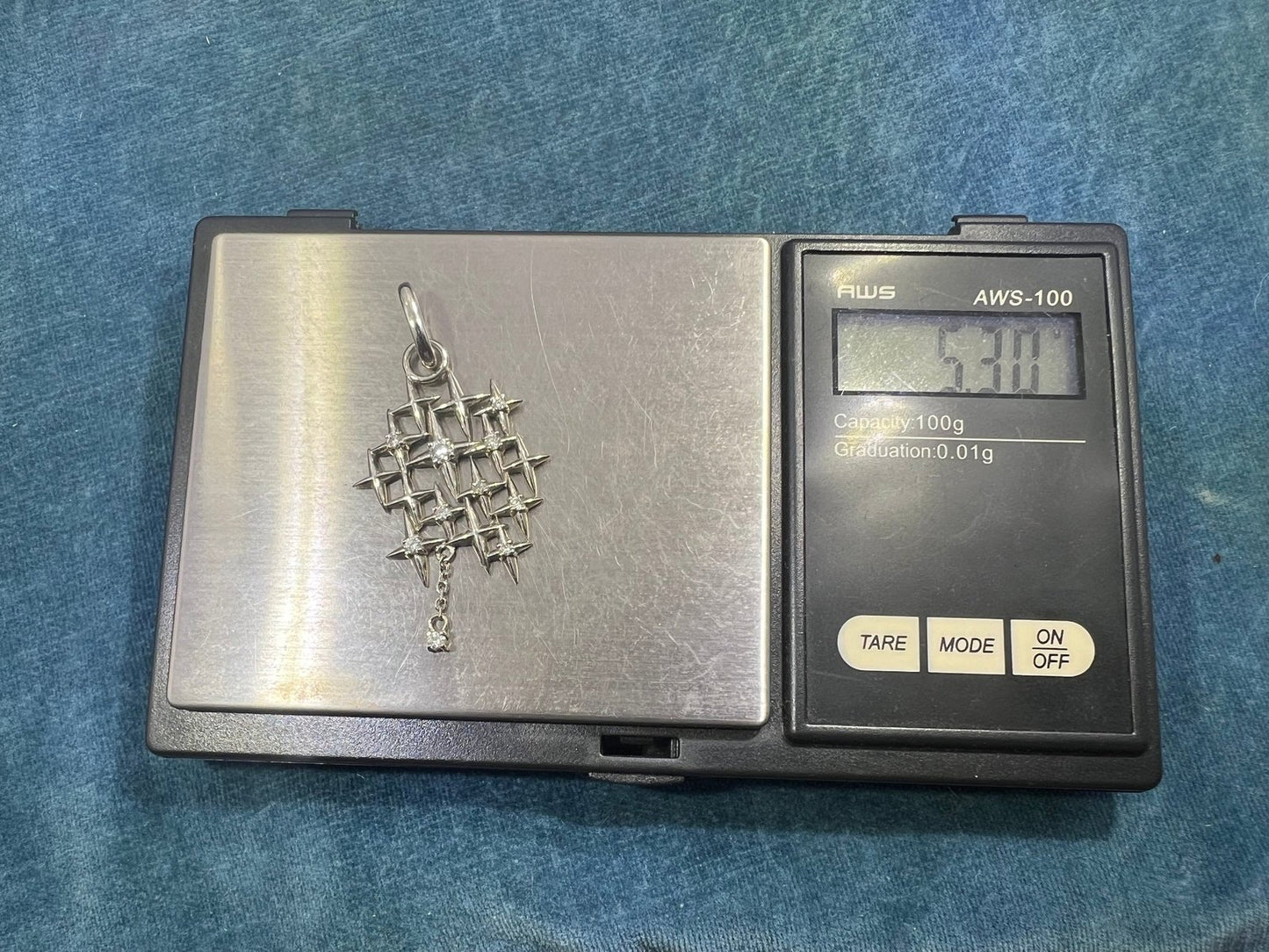 14K White Gold 10 Diamond Starry Night Pendant. MCM Modernist *Video*