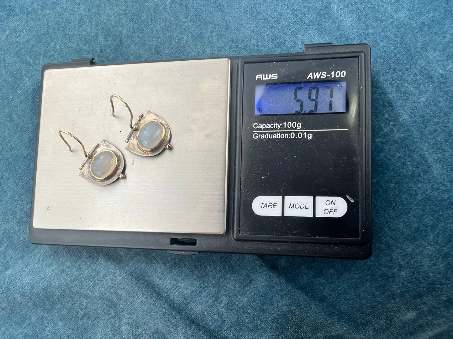 14k Gold Bezels + Ear Wires w 925 Lavender Chacedony Earrings