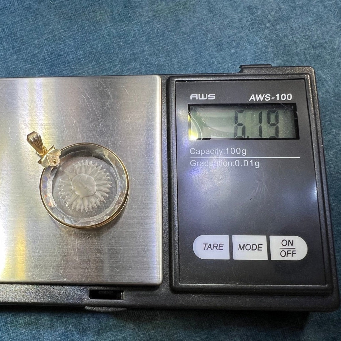 14k Gold Carved Face Antique Sunburst Intaglio 1.5" Pendant *Video*