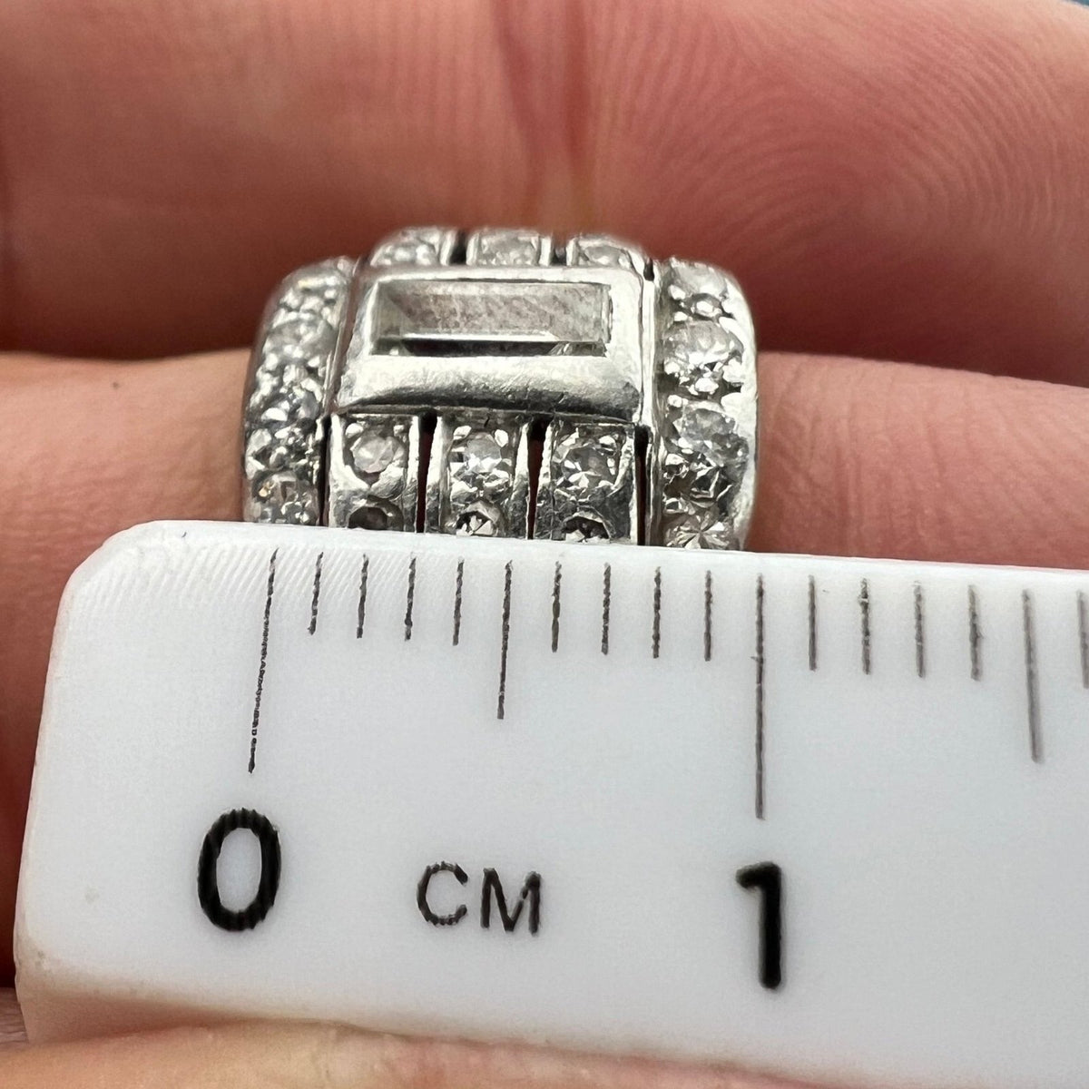 14k Gold Emerald Cut Diamond Art Deco Shield Ring *Video*