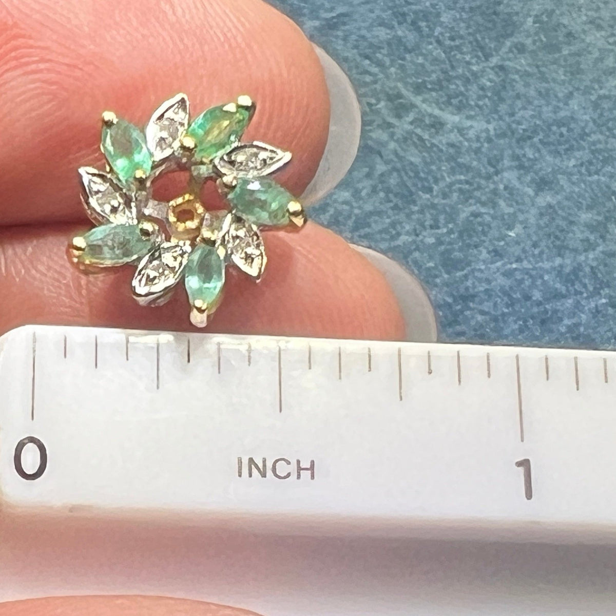 14k Gold Emerald + Diamond Halo Earring Jackets Enhancers. Glam Your Studs!