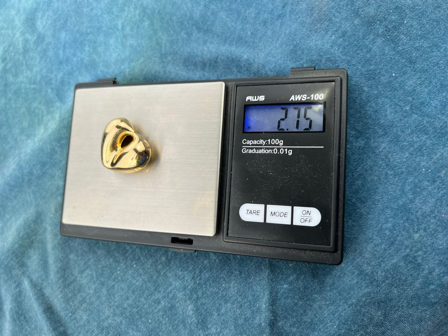 14k Gold Puffy Designer Heart Slide Pendant. Modern Sculptural