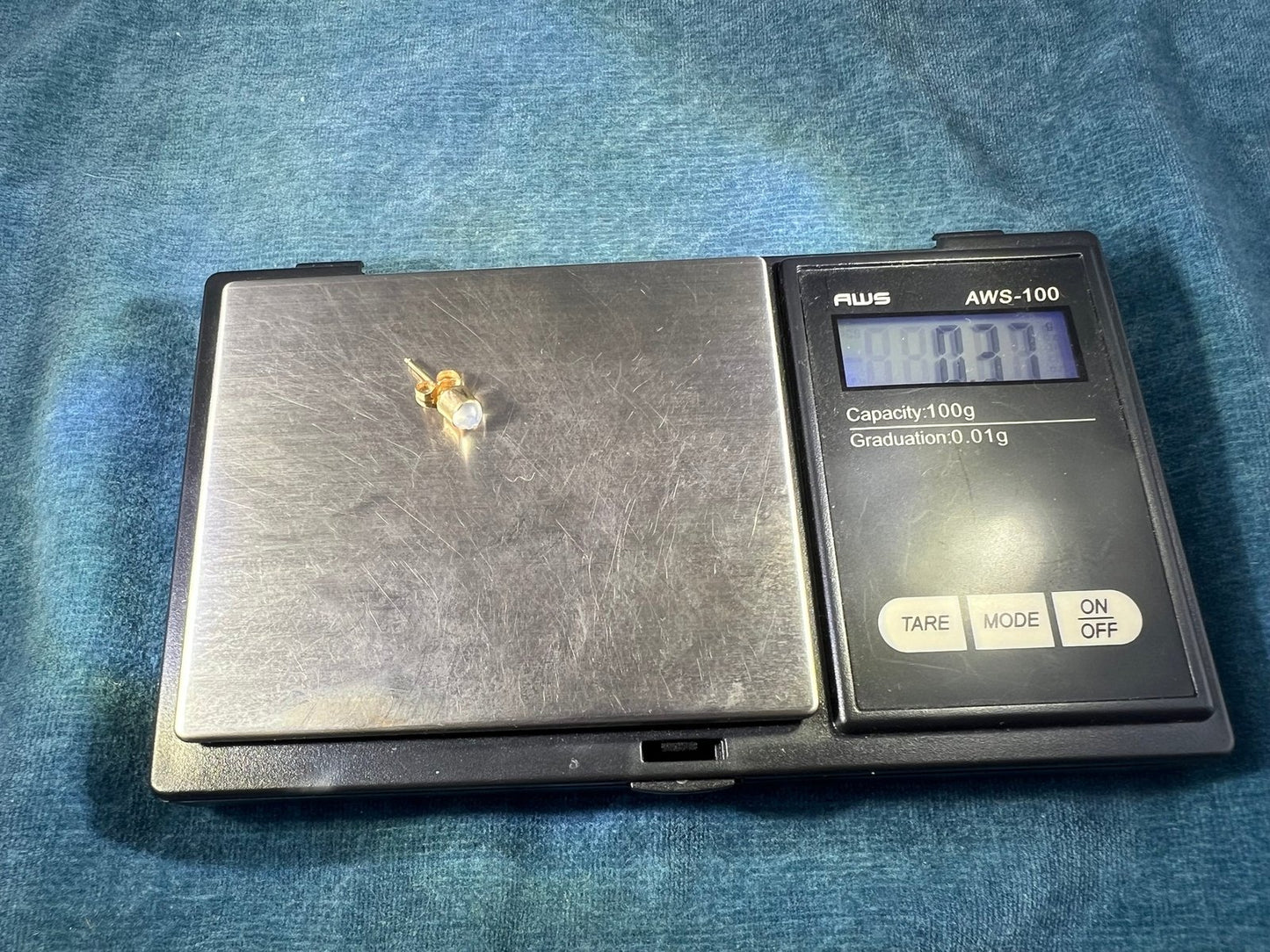 14k Gold *SINGLE* Carved Moonstone "Man in Moon" Earring. TINY!