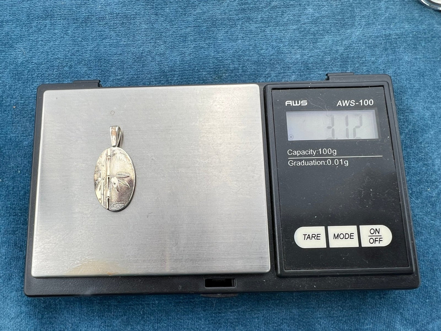 14k Gold + Silver Bamboo Scene Pendant. Japanese Art