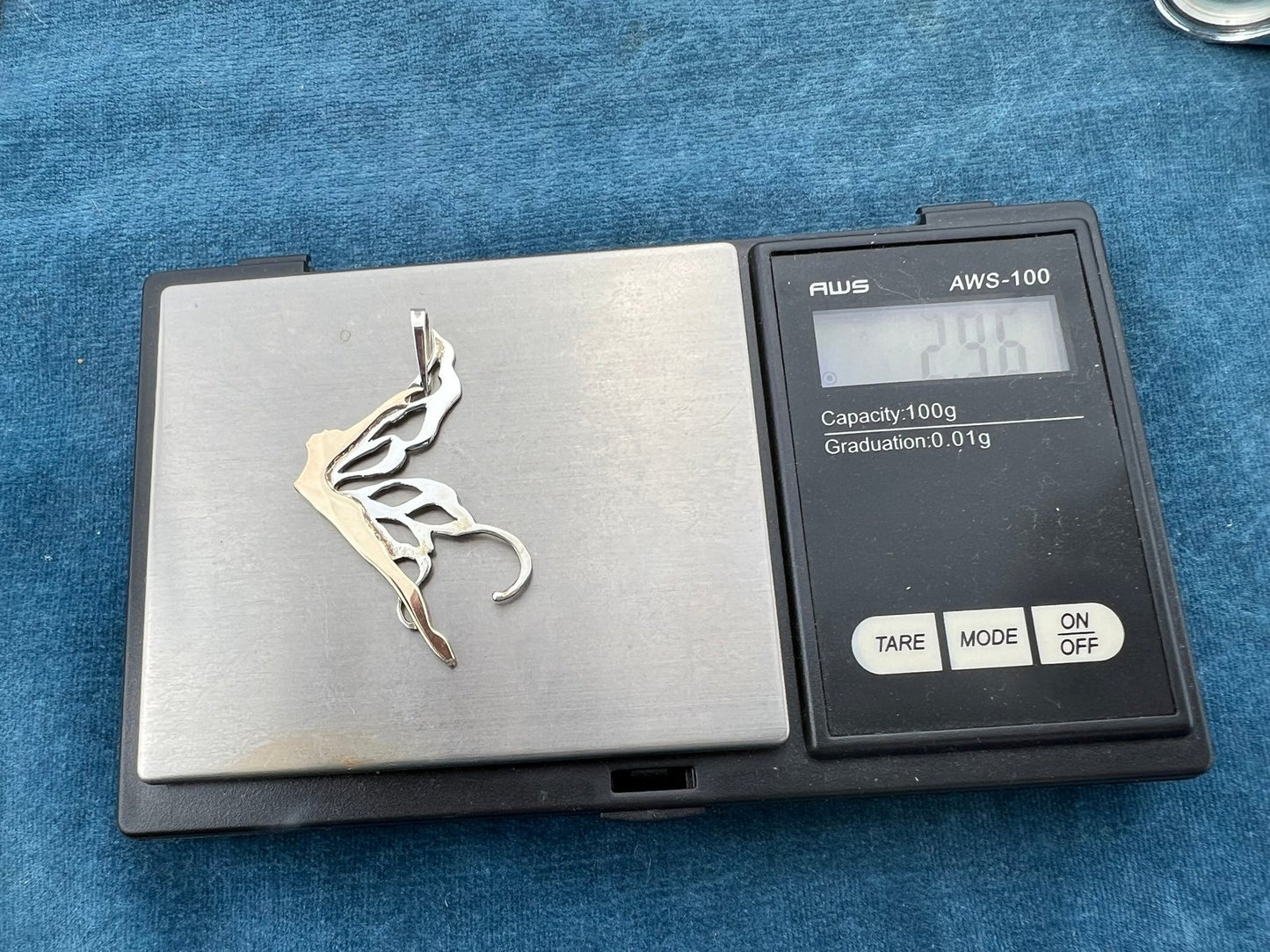 14k Gold + Silver Diving Butterfly Fairy Nude Pendant 1.75" L