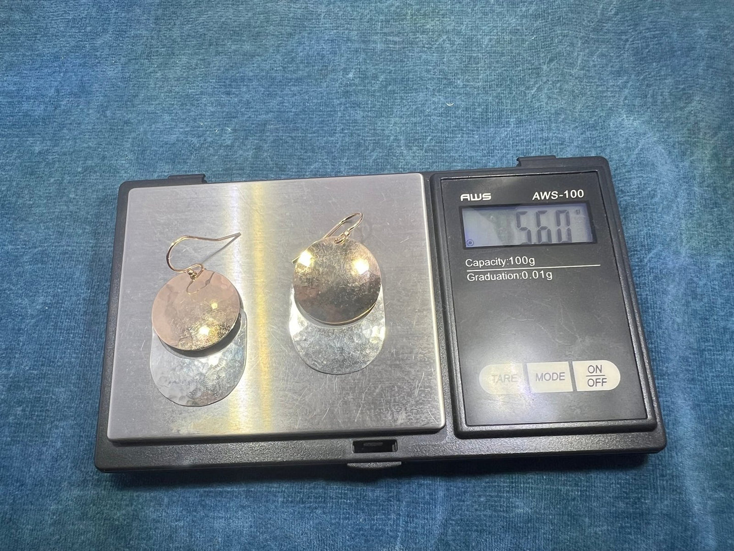 14k Gold + Silver James Avery Modernist Hammered Earrings. 1.5" + 5g Kinetic!