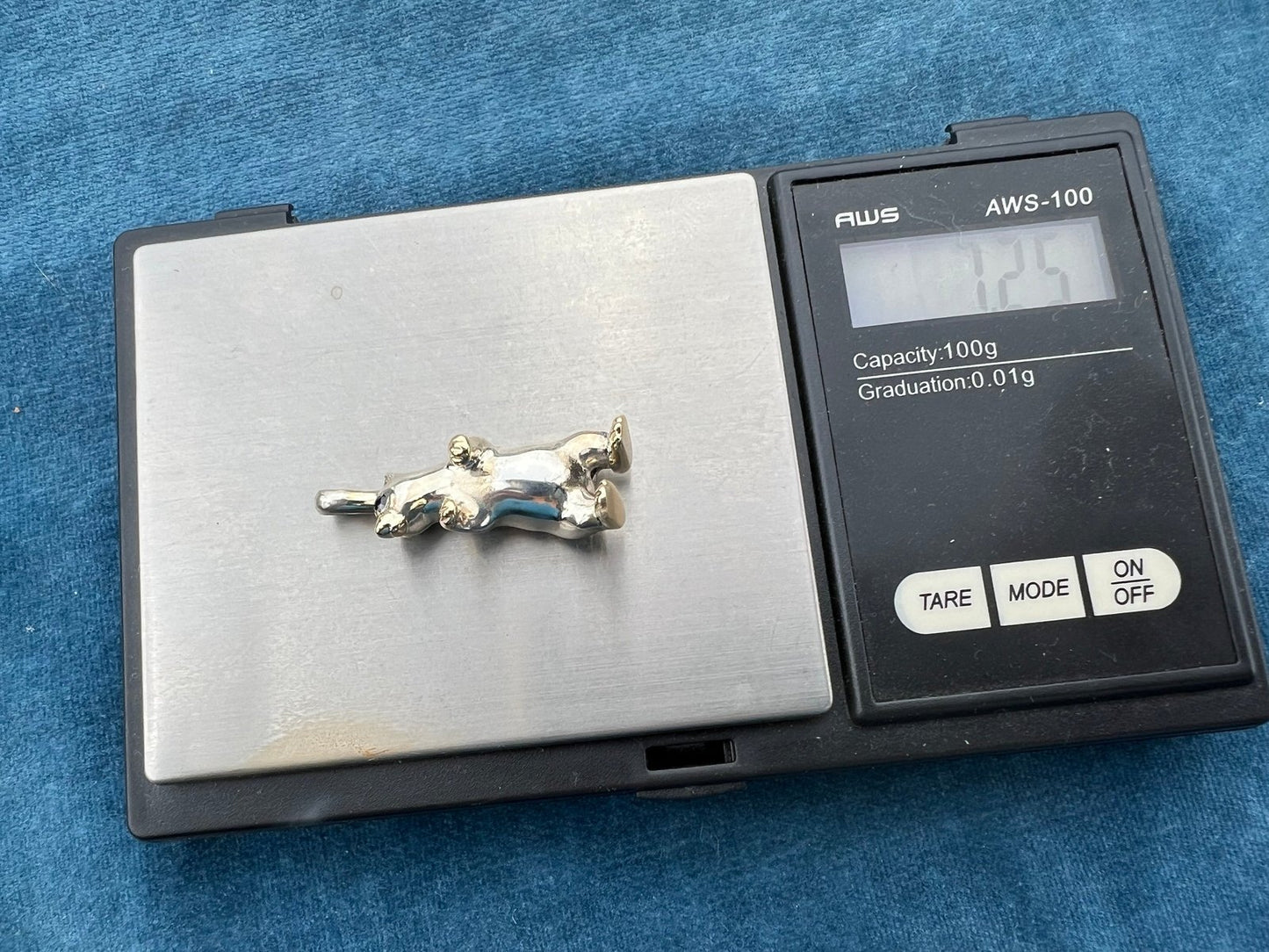 14k Gold + Silver POLAR BEAR Pendant. 3D 1" + 7g *Video*