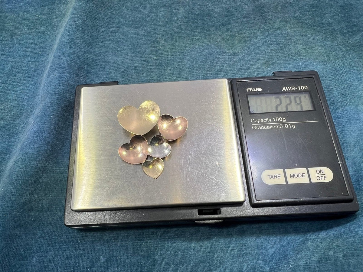 14k Tri Color Yellow White Rose Gold 5 HEARTS Pendant. 1.3"