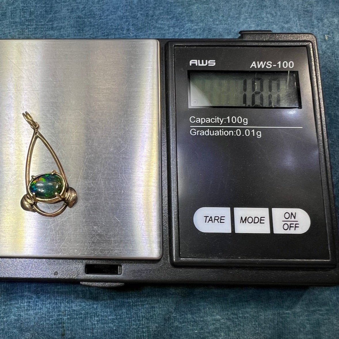 14k Yellow Gold Australian Black Opal Antique Pendant *VIDEO* E