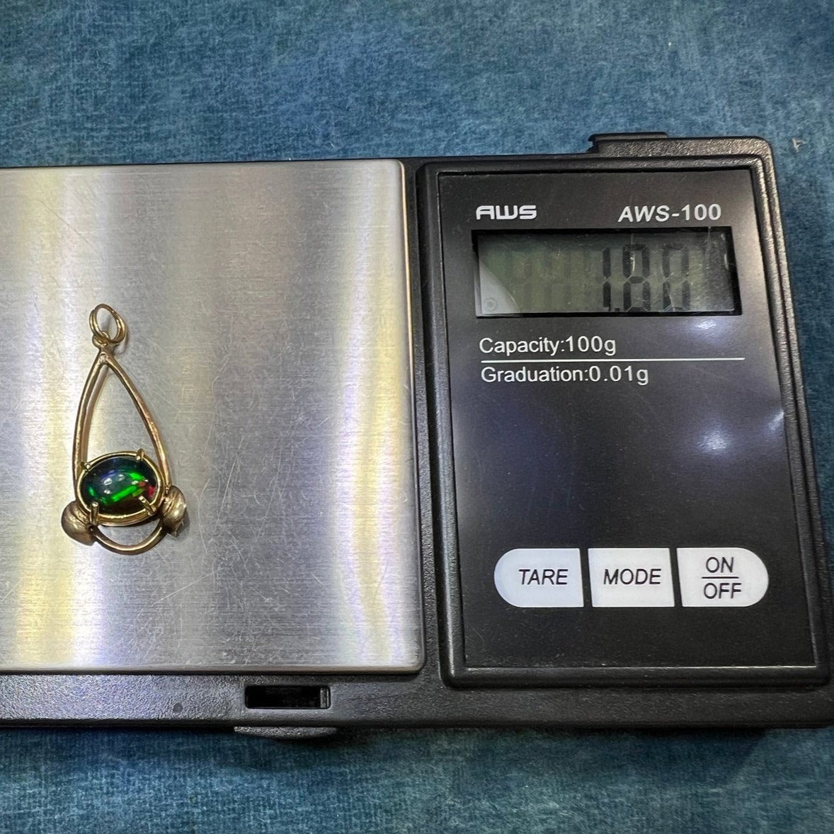 14k Yellow Gold Australian Black Opal Antique Pendant *VIDEO* O