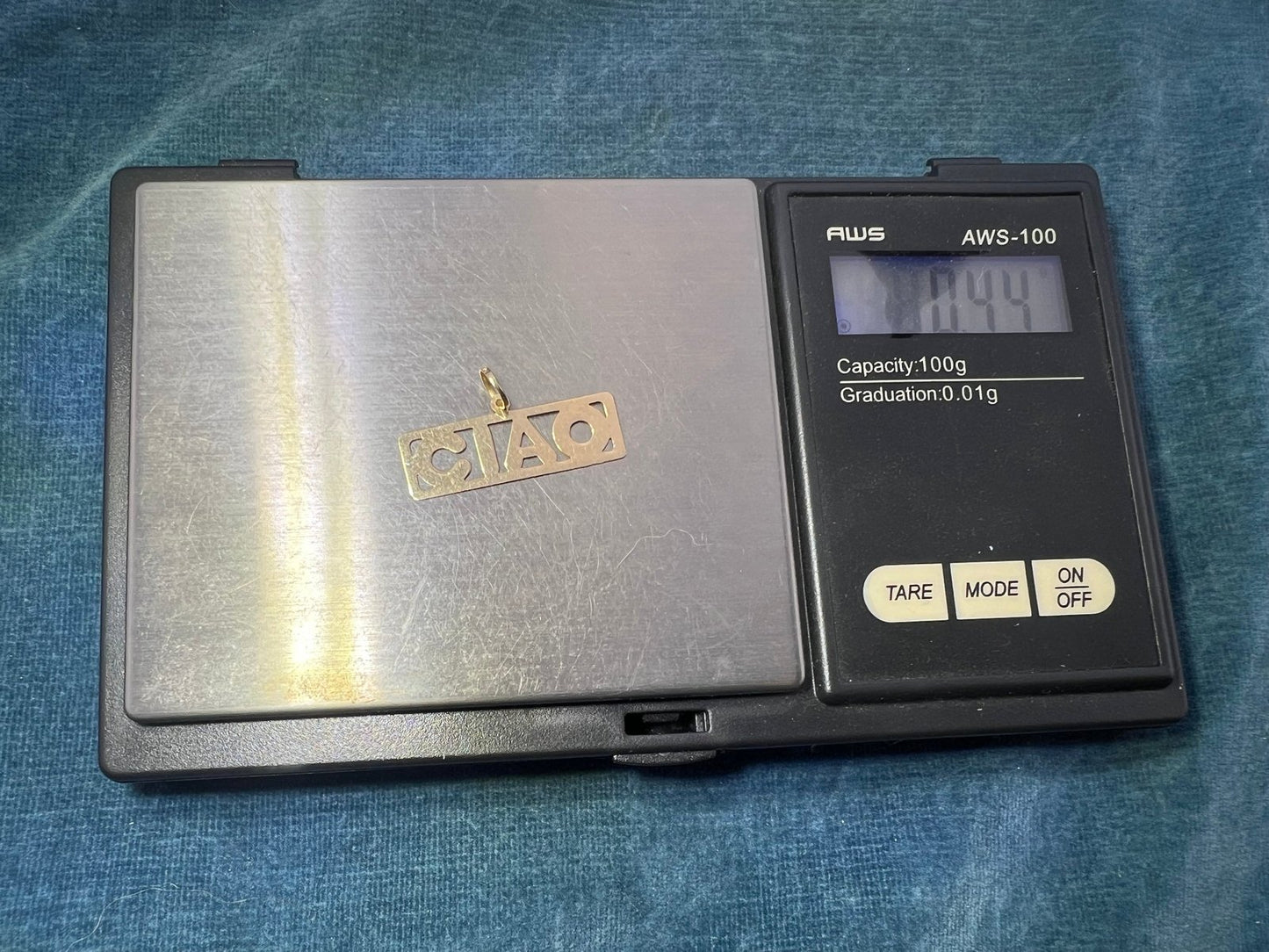 14k Yellow Gold "CIAO" Pendant. Italy