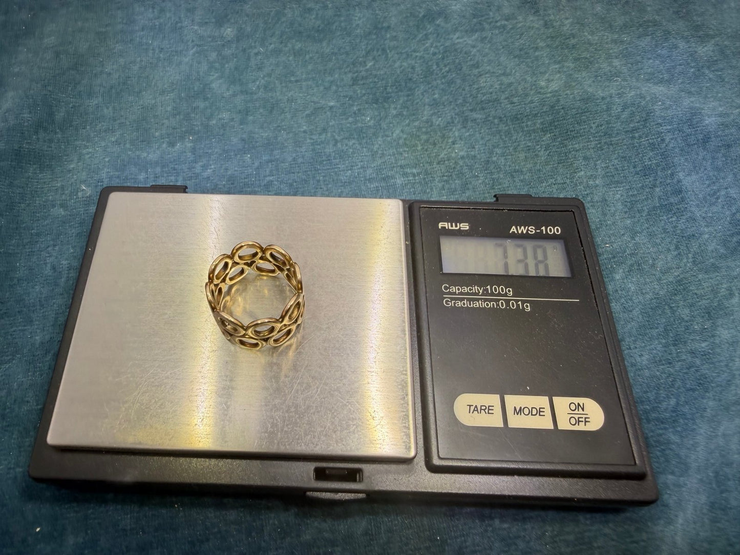 14k Yellow Gold CIRCLES Eternity Band Ring. 7.4g + 13mm 1/2" Wide