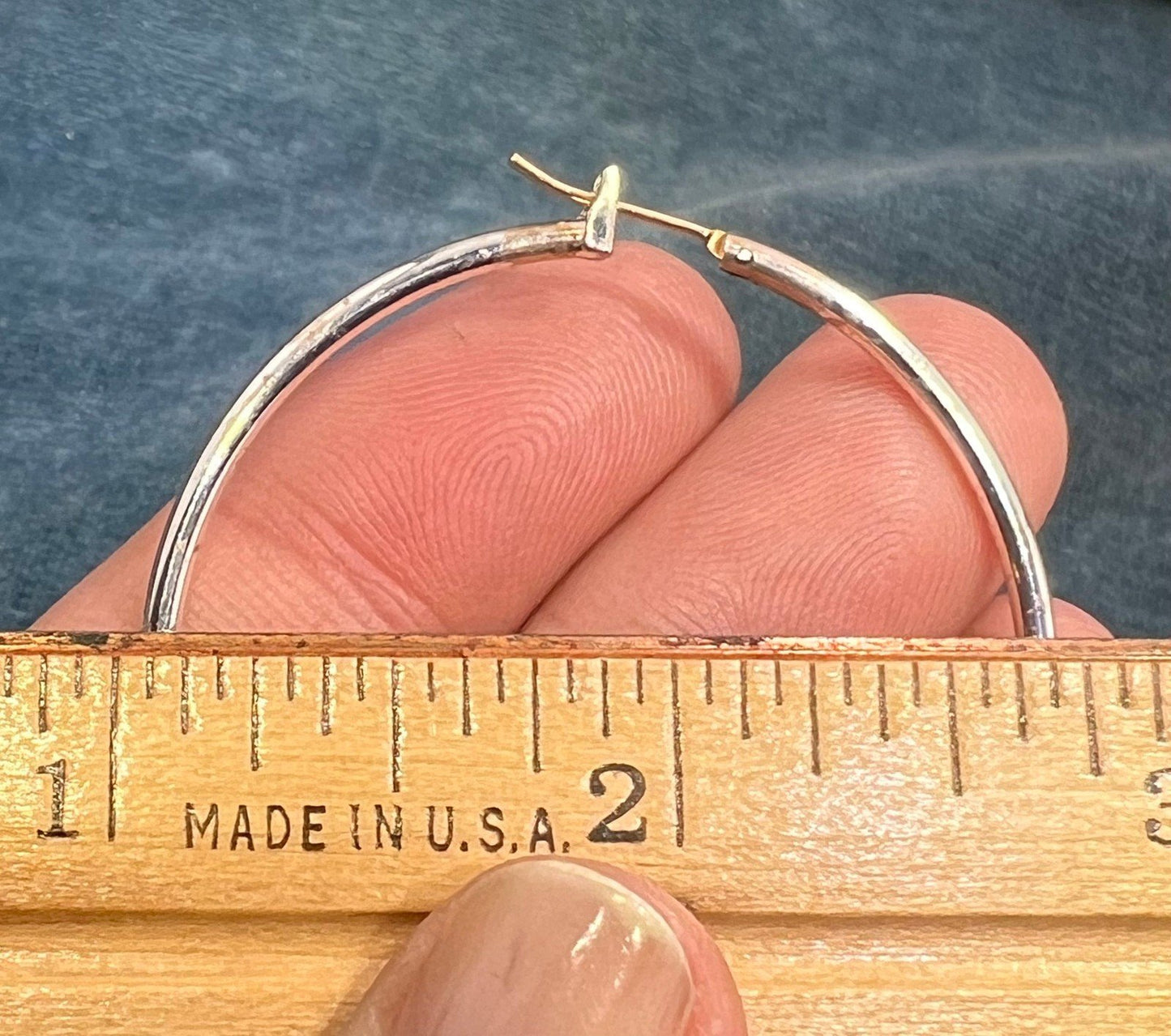 14k Yellow Gold Earwire & 925 Runway Hoop Earrings. 2"