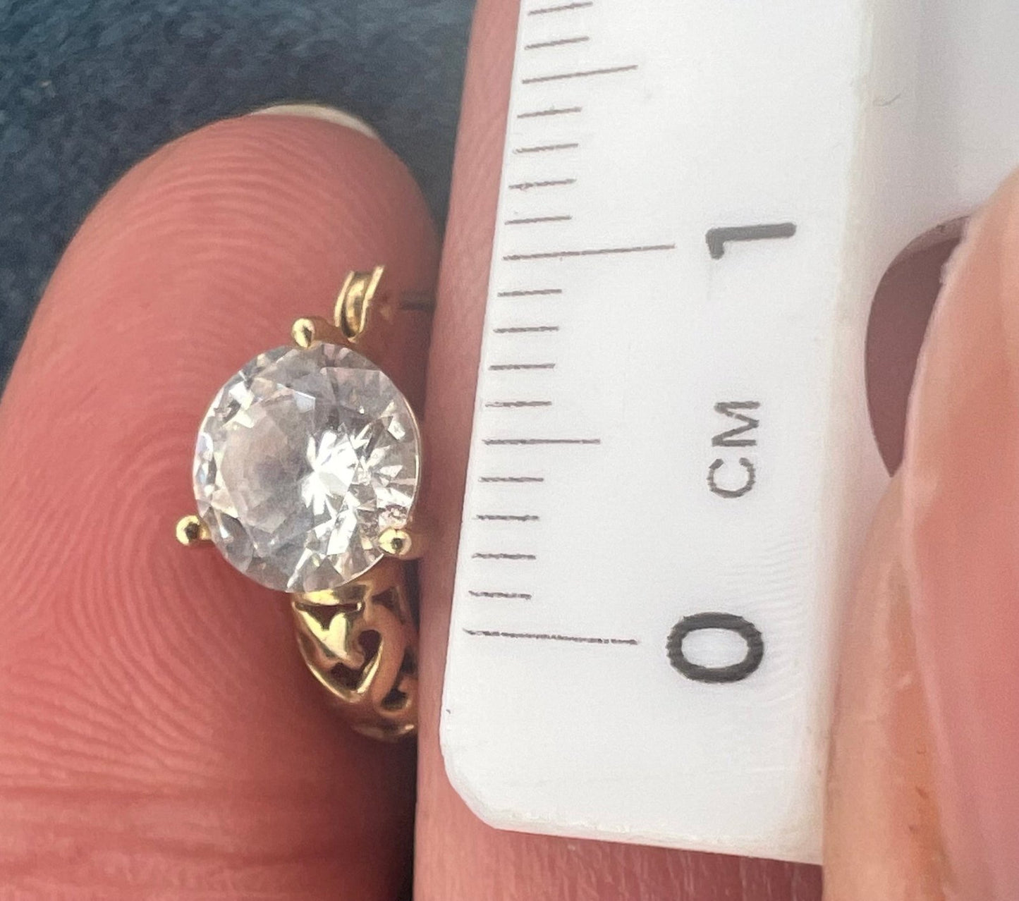 14k Yellow Gold Filigree Hoop Earrings w Faux Diamond