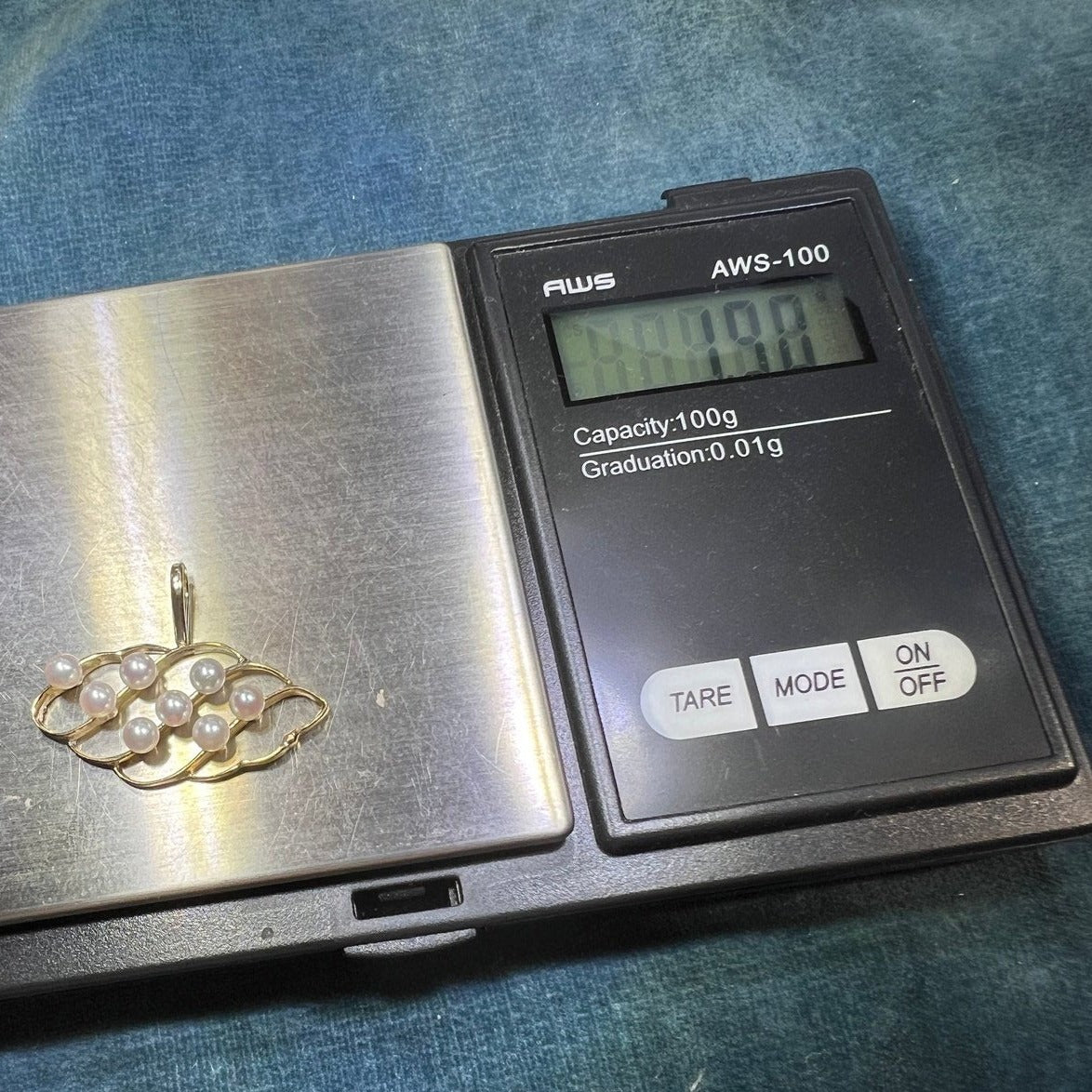 14k Yellow Gold Pearls Rainy Day Cloud Pendant. OOAK!