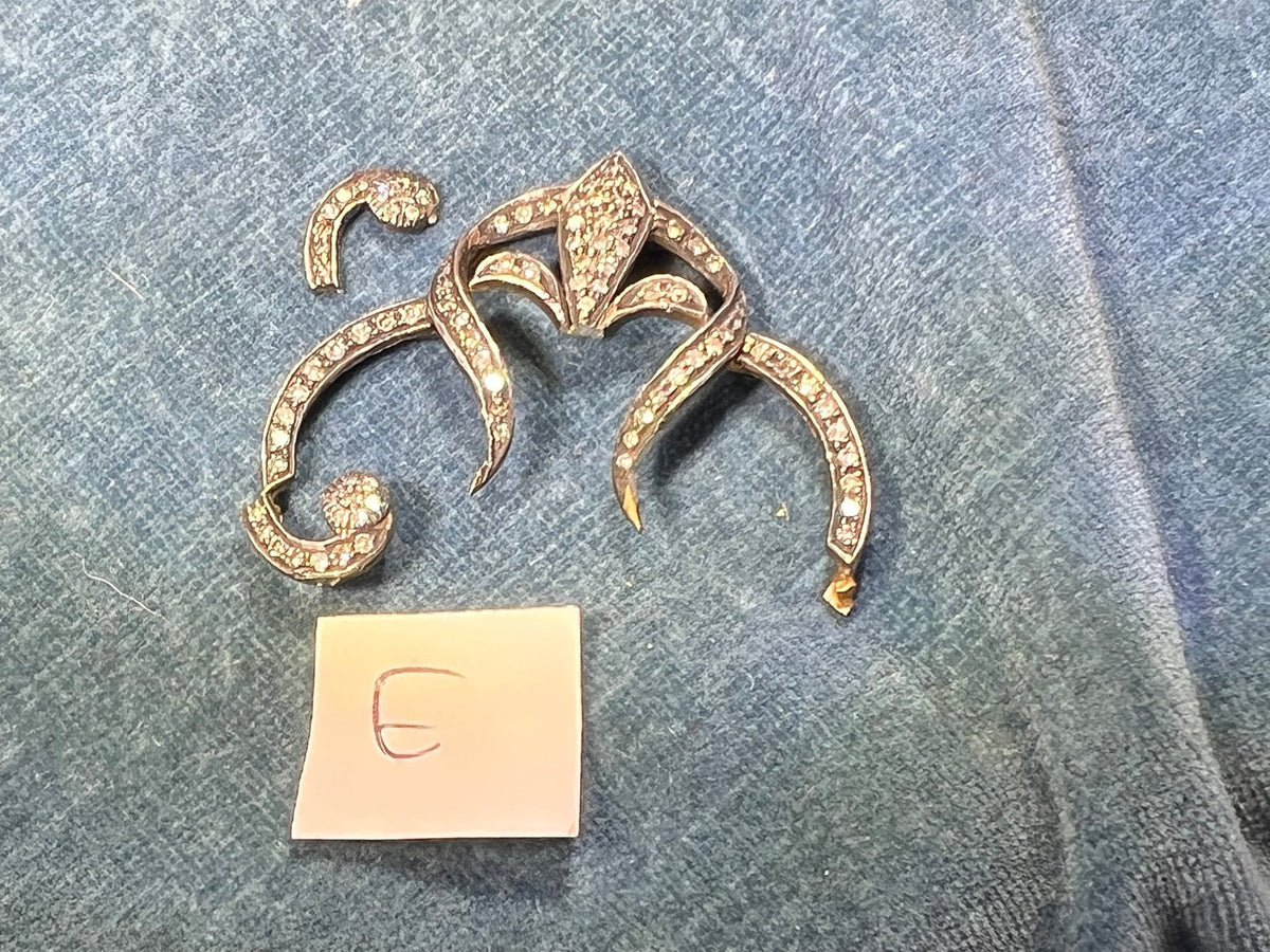 14k Yellow Gold + Silver w Natural Hand-Cut Diamonds SCRAP - E