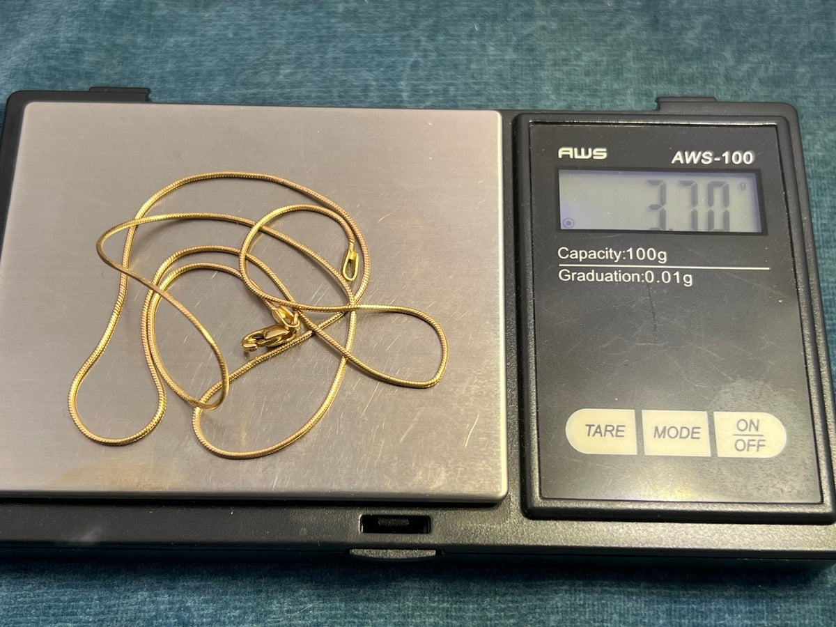 14k Yellow Gold Snake Chain. Lobster Clasp. 18" + 3.7g - A