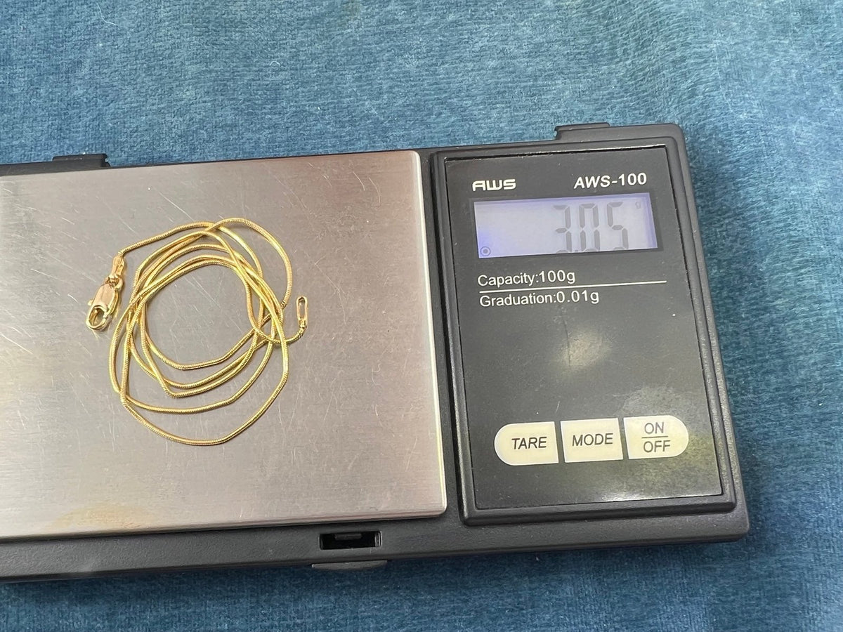 14k Yellow Gold Snake Chain. Lobster Clasp. 18" + 3g - Q