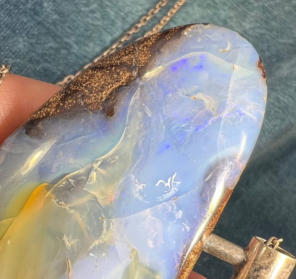 Australian Boulder Opal Pendant in 925 w Chain. 3" + 58g *Video*