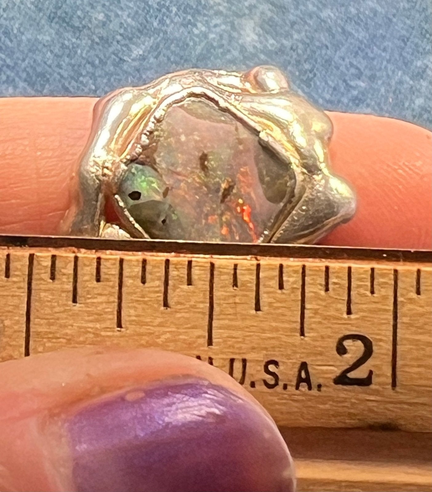 Australian Boulder Opal Ring in 925 Sterling Silver. 8g + 0.9" *Video*