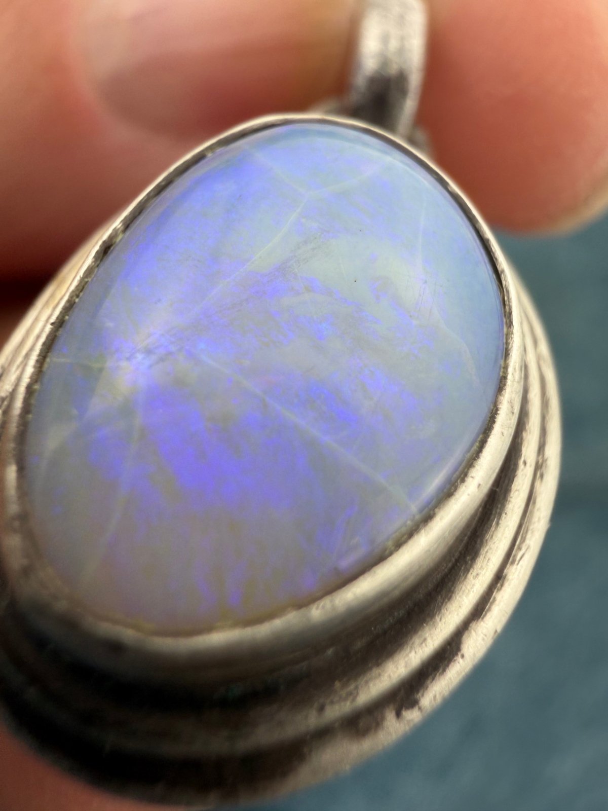 Australian Lavender "Ghost" Opal Pendant in 925. 1.4" + 9g *Video*