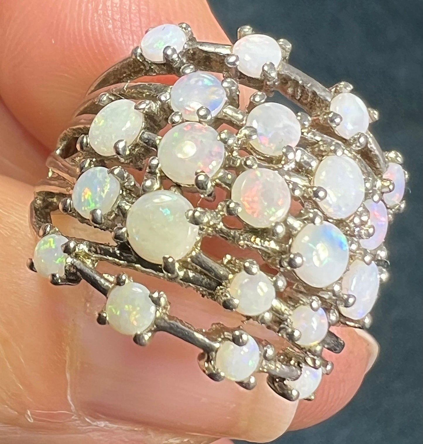 Australian Opal Multi-Band Harem Ring. Wide 3/4" Band *Video*
