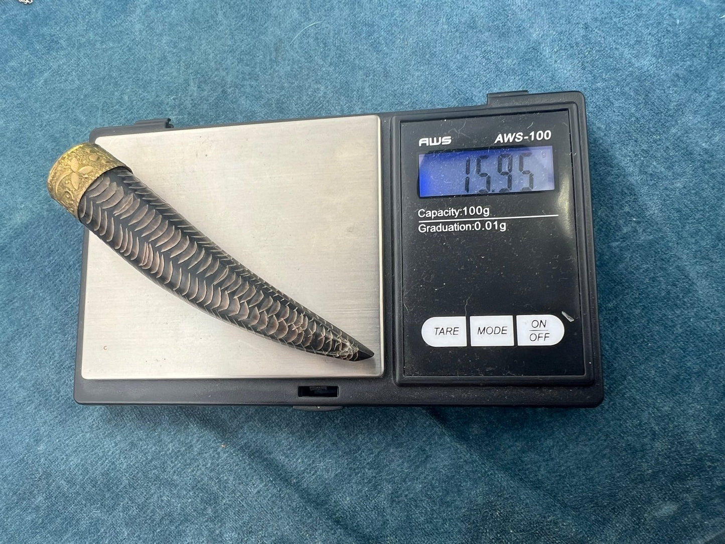 Bronze Carved Wood "Snake Tail" Antique Watch Fob. 3.4" 16g