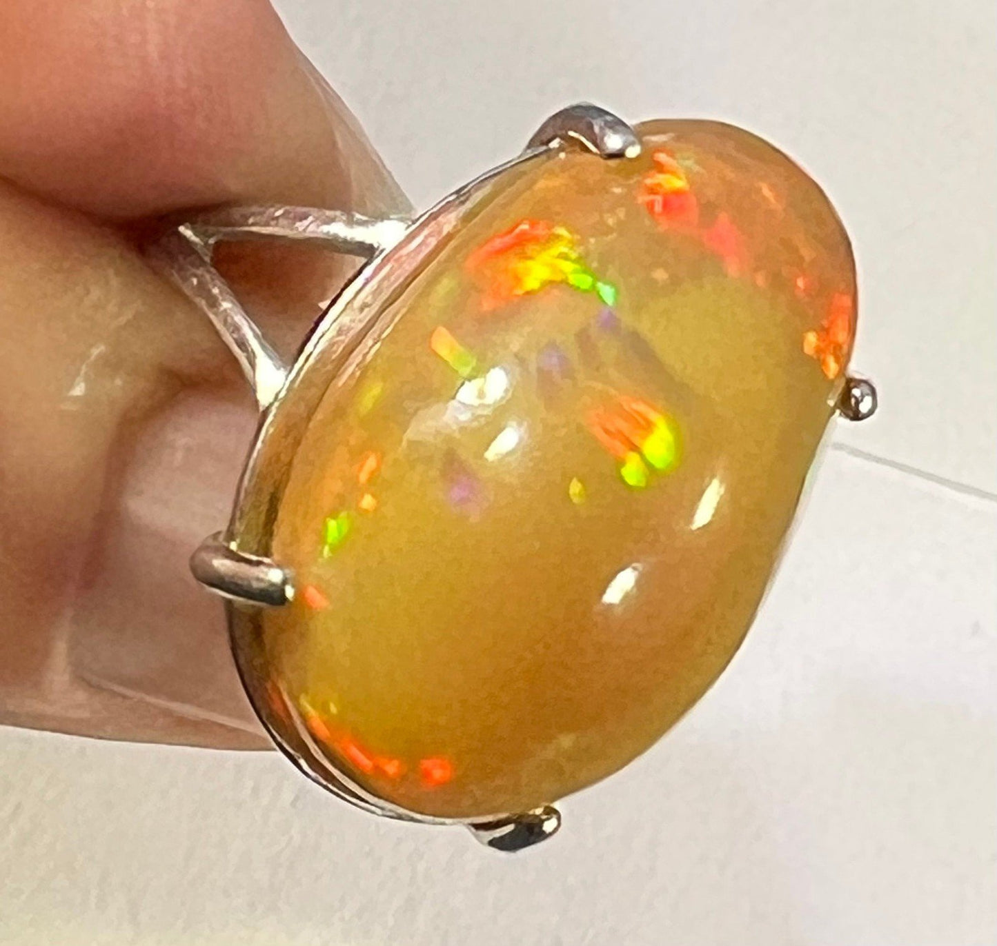 Ethiopian Welo Opal Ring in 925. HUGE *Video*