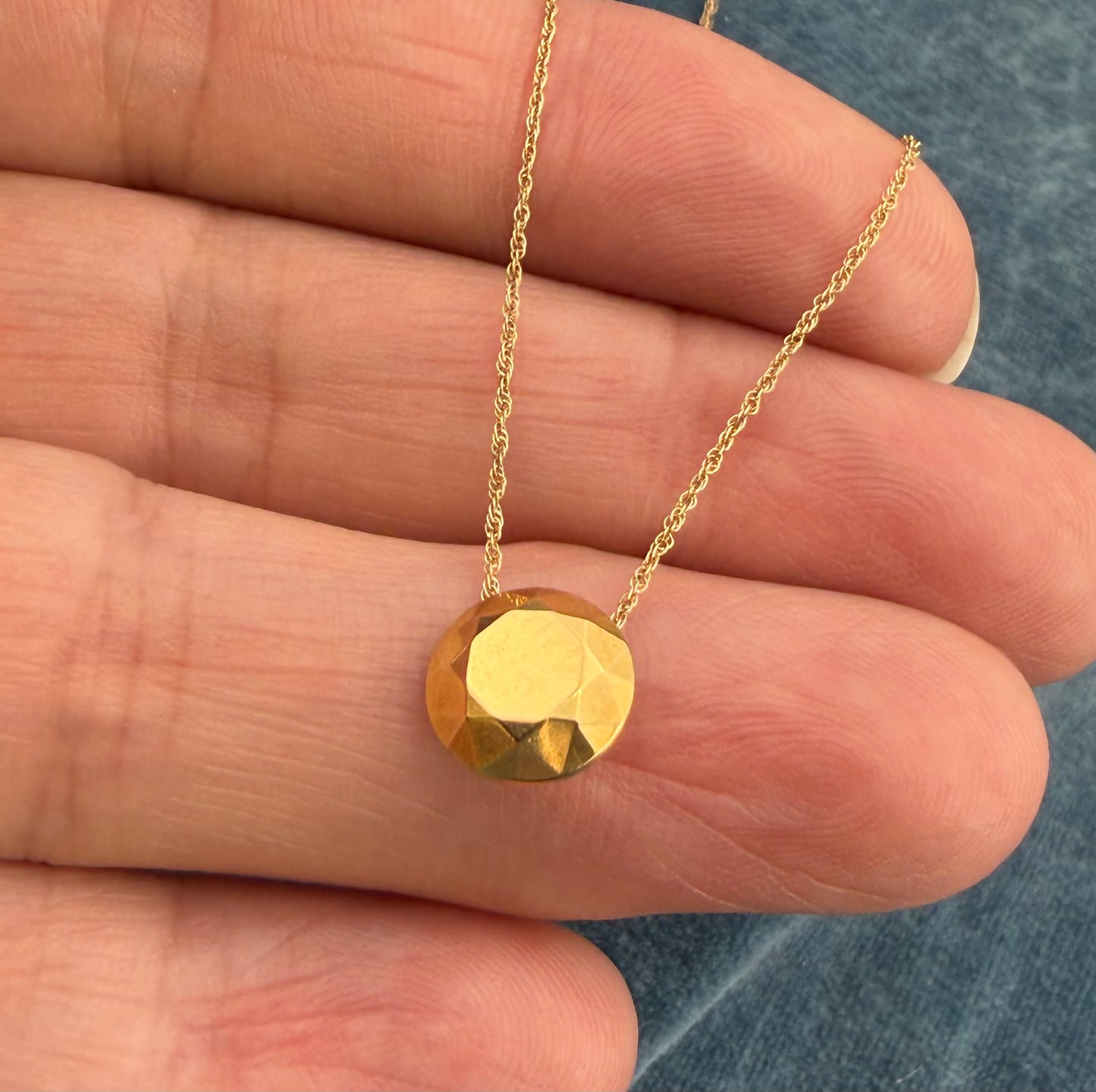 18k Gold Tiffany "2 Carat" Faceted Round Pendant. Non-Tiffany 14k Chain *Video*
