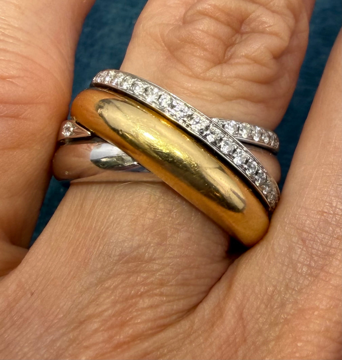 25% Over Scrap! 18k Gold Highway Criss-Cross Diamond Ring. Appraisal. 13g Video