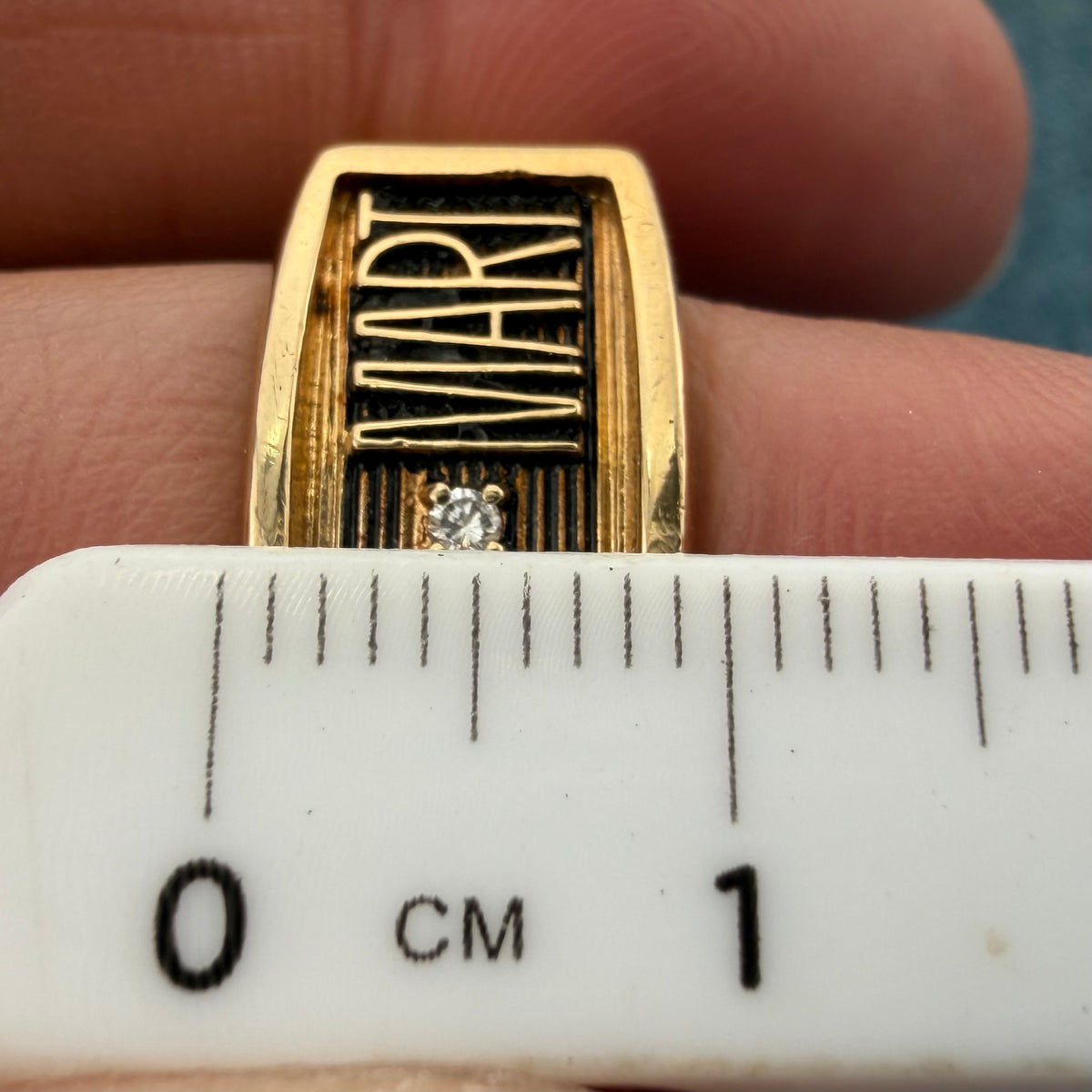10k Yellow Gold Diamond WALMART Signet Ring. 10mm Wide + 7g