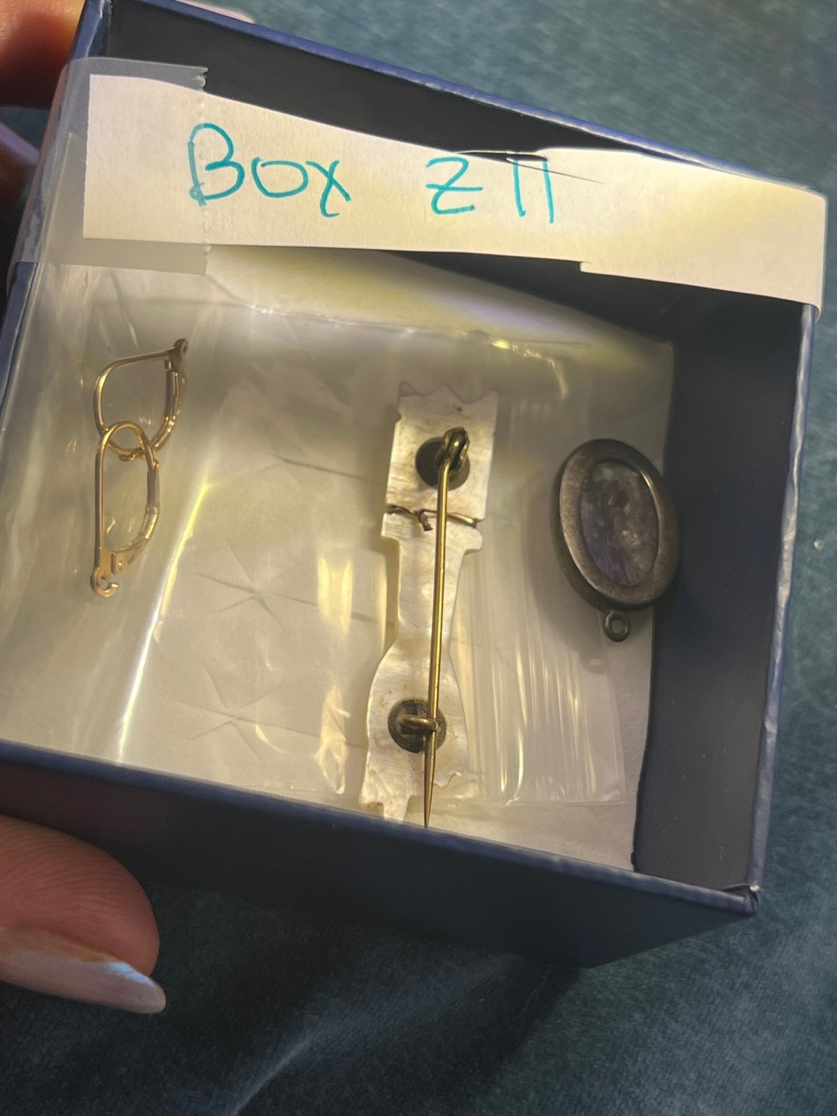 UNDER COST - Lot of 925 Jewelry - Charoite Pendant + 10k Gold MOP Pin - Box Z11