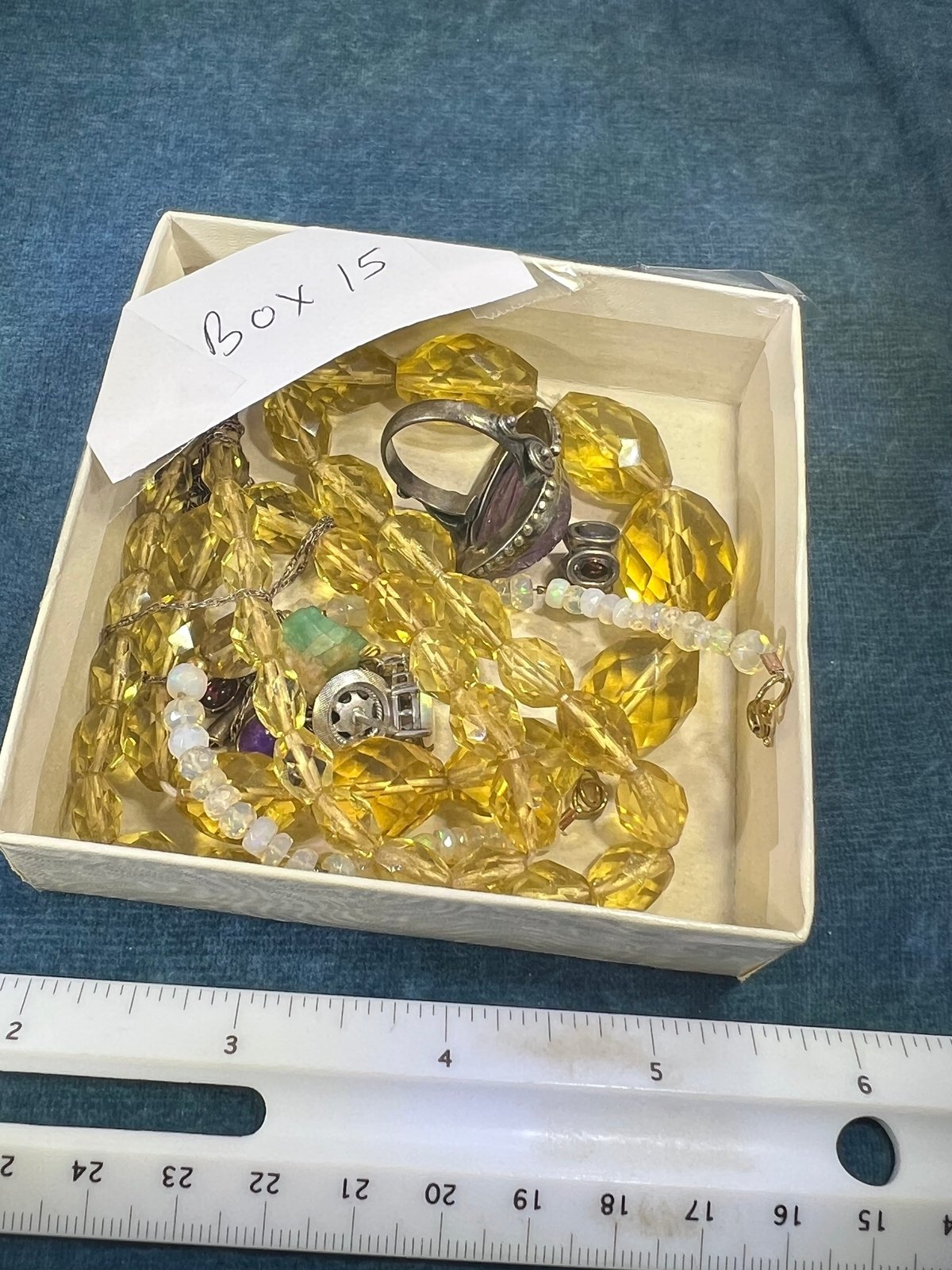 UNDER COST - Lot of Jewelry w 14k Gold Raw Emerald Pendant - Box 15