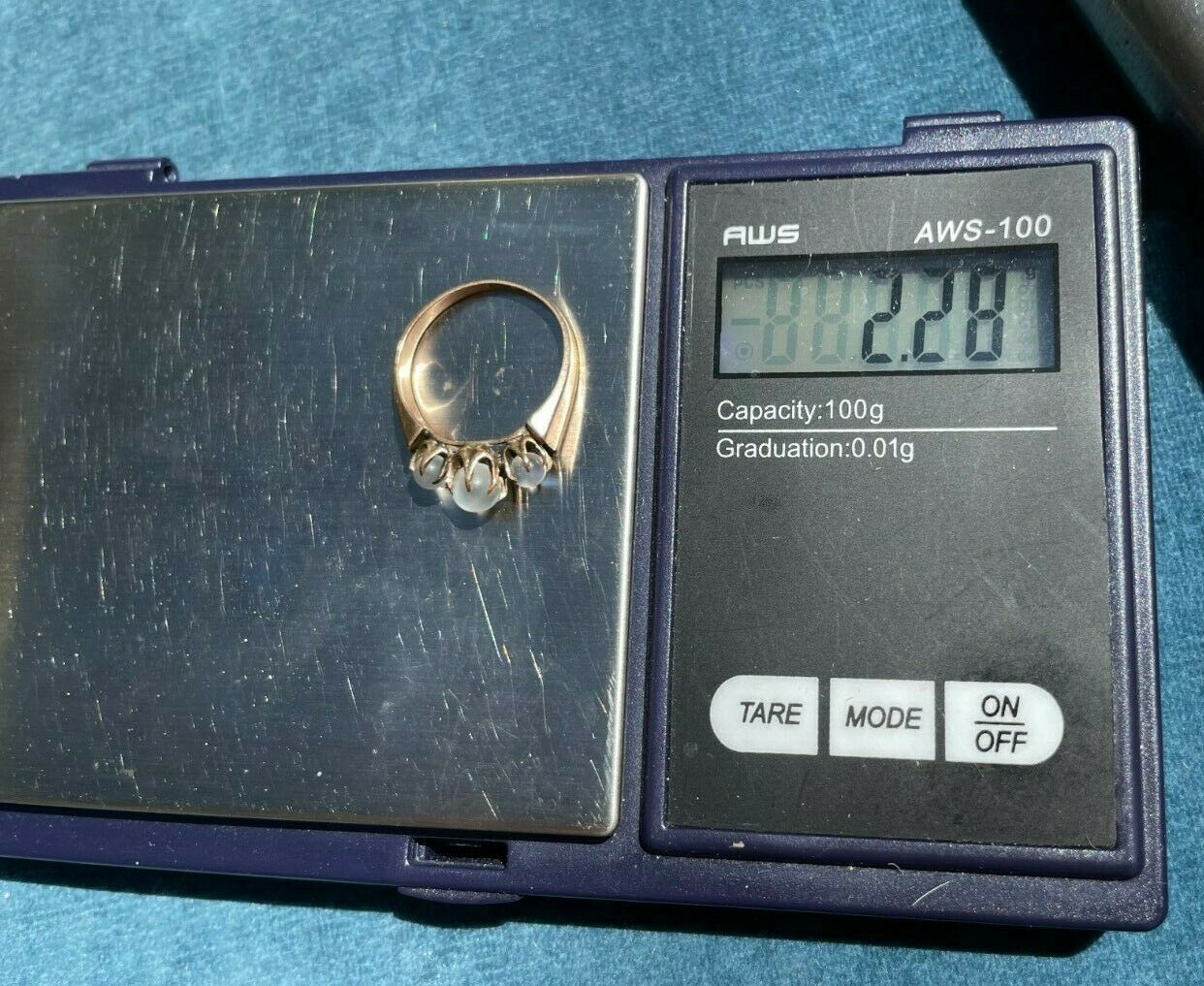 10k Yellow Rose Gold 3 Moonstone Orb Ring Band. Victorian **VIDEO**_b19_1k60j