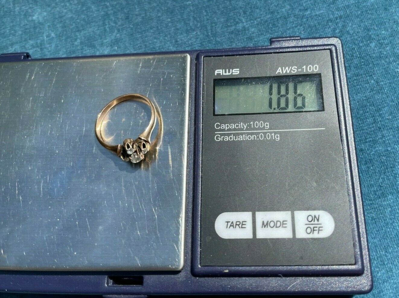 10k Yellow Rose Gold Carved Moonstone "Man in Moon" Ring w Diamonds **TINY**b20