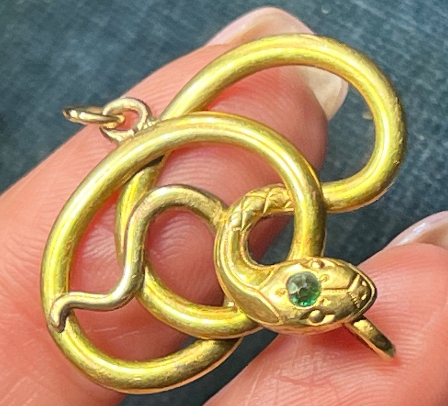 10k Gold Victorian Coiled SNAKE Pendant. Holds *Your* Pendants!