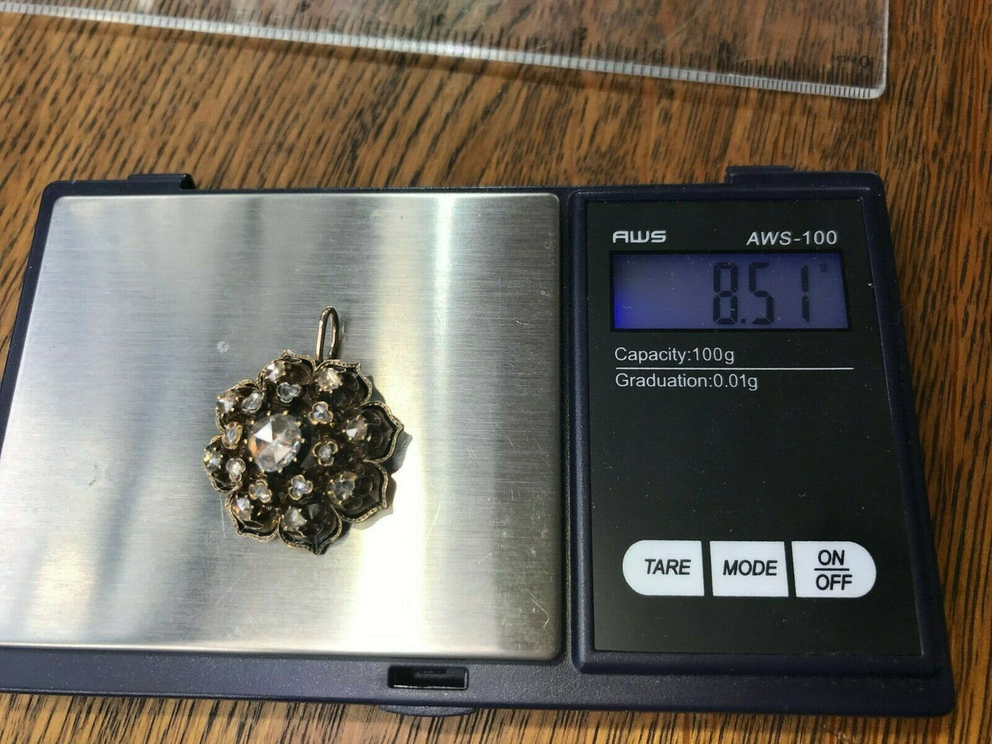 10k Yellow Gold 1.0 CT Rose-Cut Diamond Lotus Pendant. 8g. APPRAISAL *VIDEO**