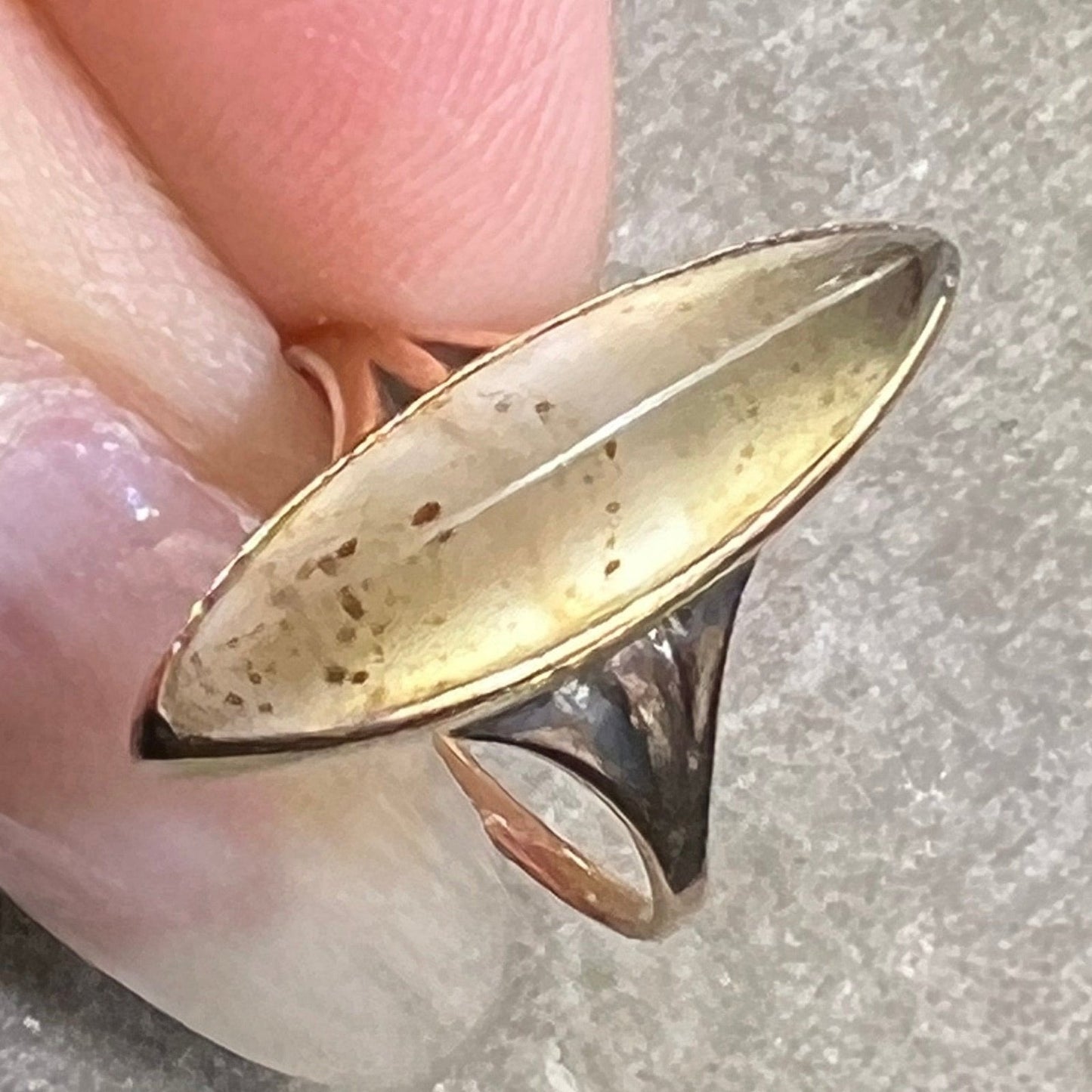 10k Yellow Gold Montana Spotted Agate Ring. Beveled