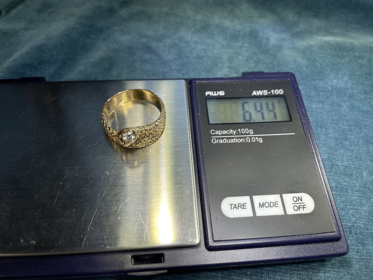 10k Yellow Gold Rose-Cut Diamond Coiled SNAKE Ring. 1/2" Wide